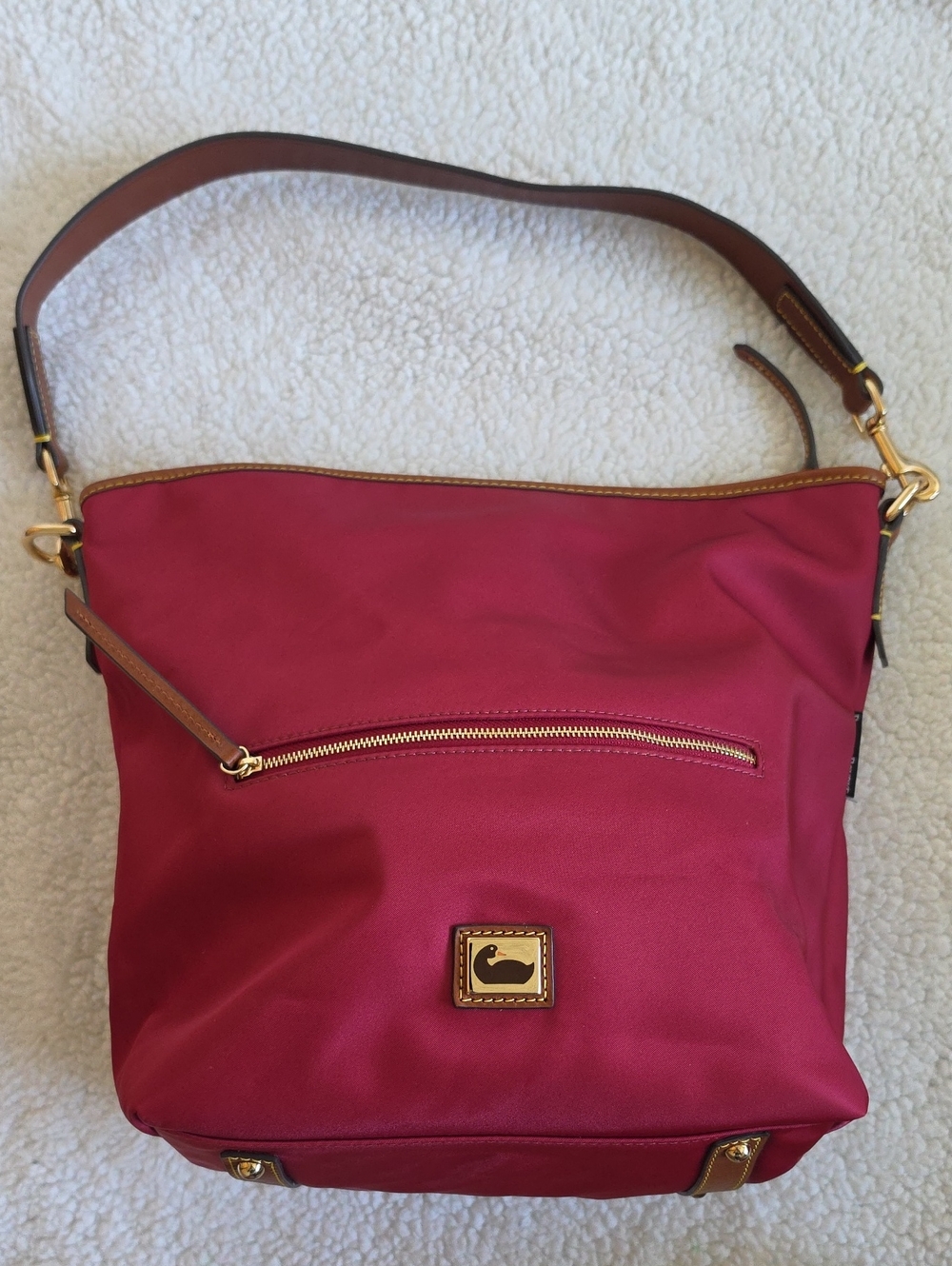 Dooney & Bourke Raspberry Pink Shoulder Hobo with Gold Accents